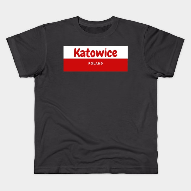 Katowice City in Poland Flag Kids T-Shirt by aybe7elf